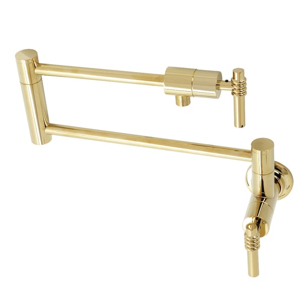 KS4102ML Milano Wall Mount Pot Filler, Polished Brass